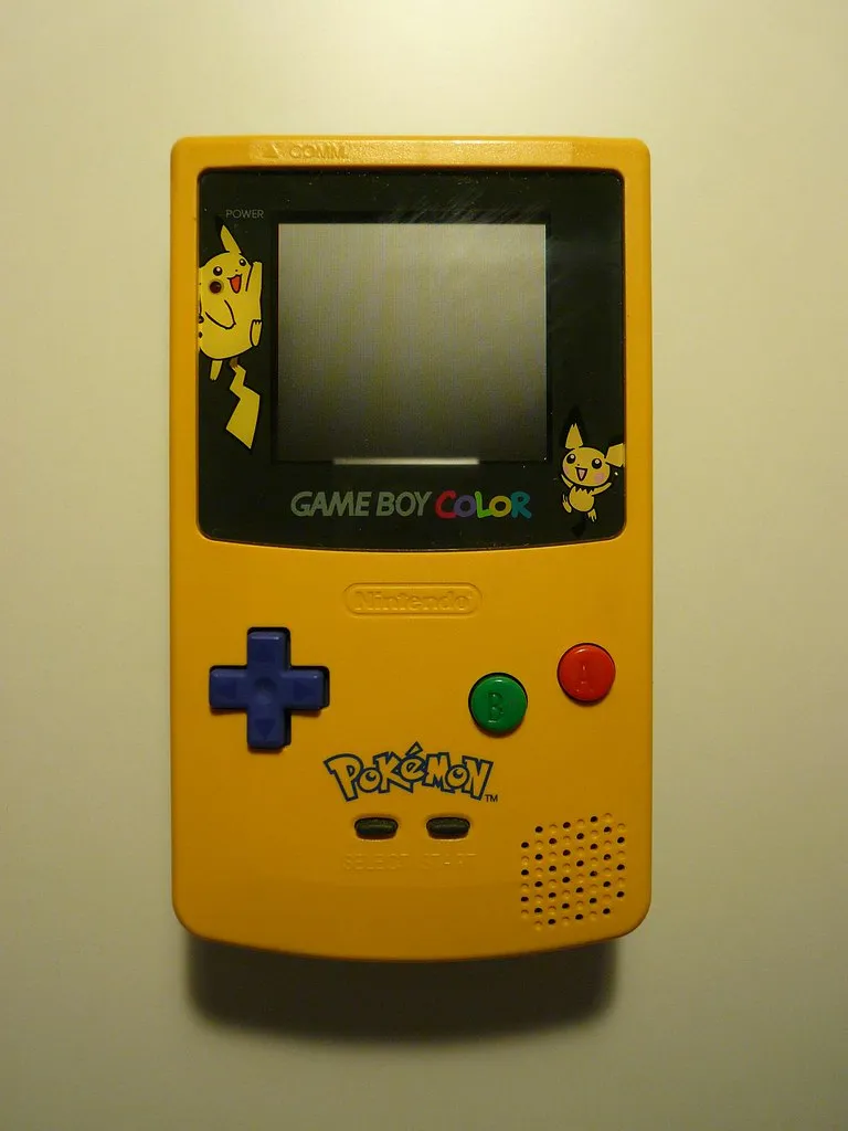 A retro handheld Game Boy Color game console